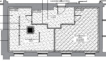 King's Cross Station staff accommodation refurbishment by Elm Site Services — medical plan drawing