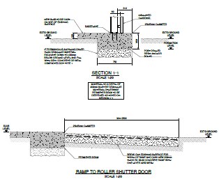Tottenham Hale MDU stores building by Elm Site Services — ramp section drawing