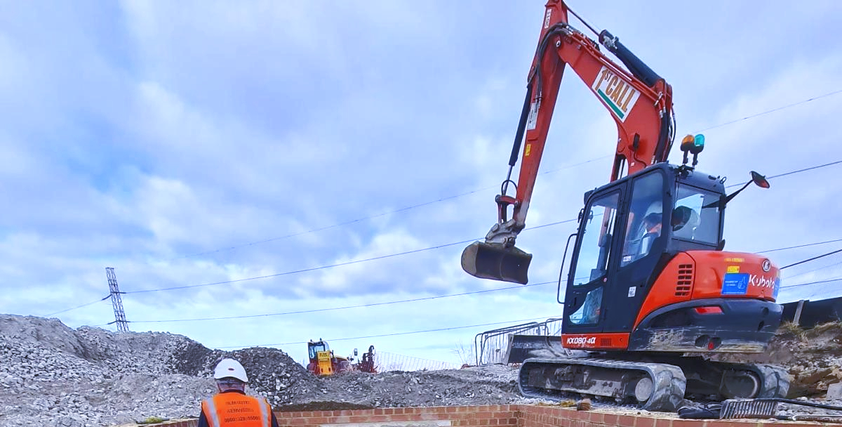 Excavator on an Elm Site Services civil engineering site